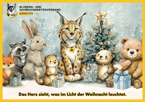 Looxi Adventskalender. Luchs sitzt in der Mitte. Um ihn herum seine Waldmitbewohner.
